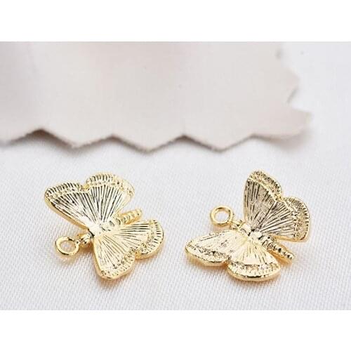 10PCS 11*10MM 24K Gold Color Brass Butterfly Charms Pendants High Quality Diy Jewelry Findings Accessories wholesale