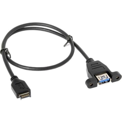 LBSC USB 3.1 Front Panel Header to USB 3.0 Type-A Female Extension Cable 50cm Panel Mount Type