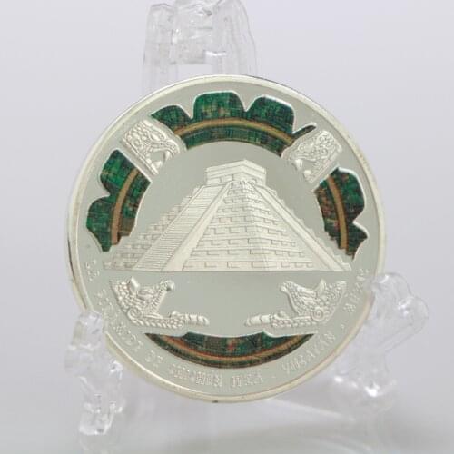 Mexican Mayan Pyramid silver coin foreign Commemorative Coin Silver Plated Commemorative Medallion alloy plated Medallion