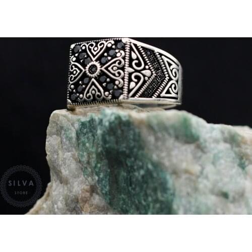 Original Sterling 925 Silver Mens ring With Zircon Stones . Mens Jewelry All Sizes Are Available