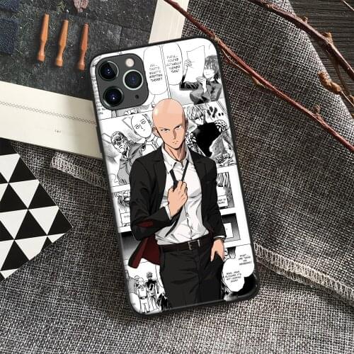 Saitama One Punch Man Anime Soft Silicone Glass Phone Case for IPhone SE 6s 7 8 Plus X Xr Xs 11 12 Mini Pro Max Samsung Redmi