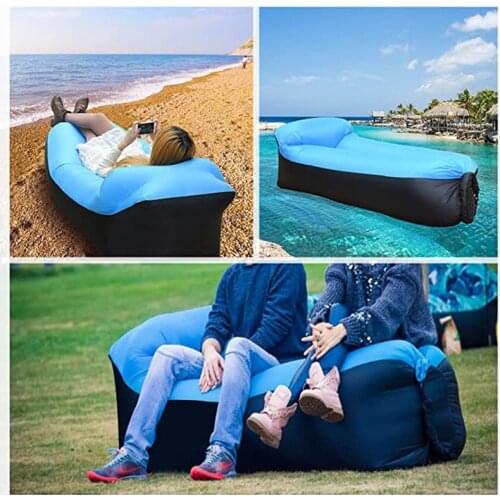 Sandy Beach Inflatable Sofa Picnic Lazy Bag Sleeping Bag Camping Portable Air Banana Sofa Beach Bed Air Hammock With Pillow