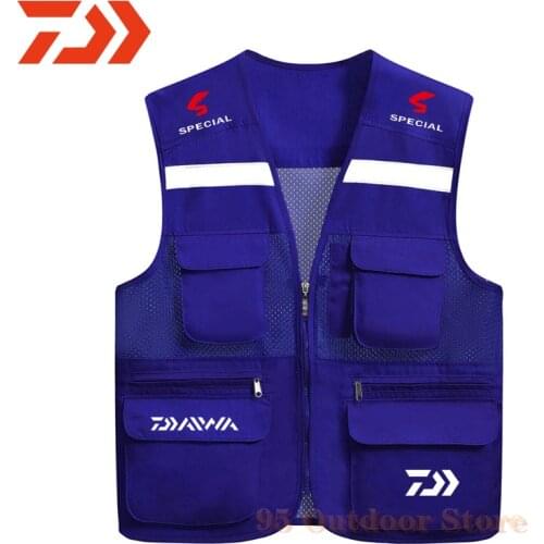 Daiwa 2021 New Outdoor Fishing Vests Quick Dry Breathable Multi Pocket Mesh Jackets Photography Hiking Vest Army Fish Vest