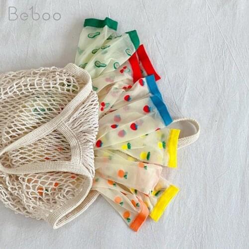 2021 New Childrens Socks Spring And Summer Thin Ice Mesh Breathable Korean Princess Girls Fashion Cartoon Middle Tube Socks