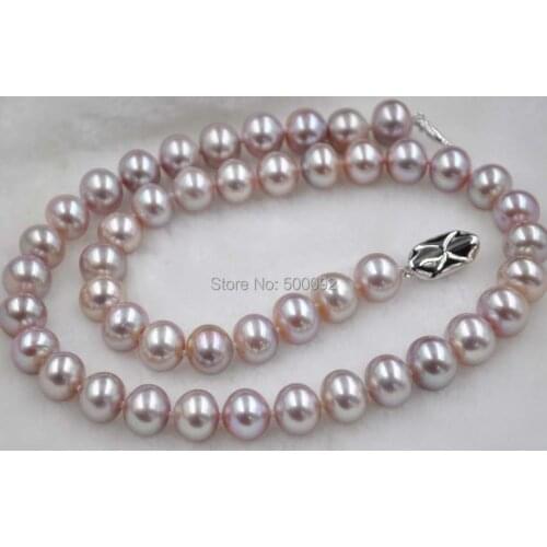 Stunning 10mm round natural lavender pearl necklace free shipping