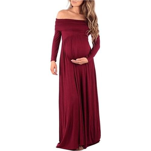 Maternity Dress Photo Shoot Maxi Maternity Gown SPLIT FRONT Maternity Gown shoulderless Sexy Maternity Photography Props