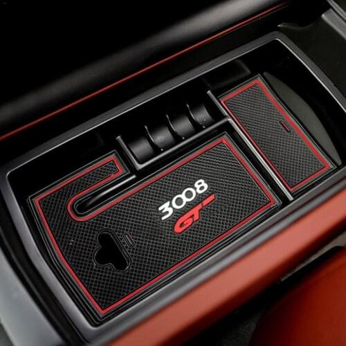 Armrest Box Storage Organizer Central Modification Organizer Storage Box Decoration For Peugeot 3008 3008GT 2016 2017 2018