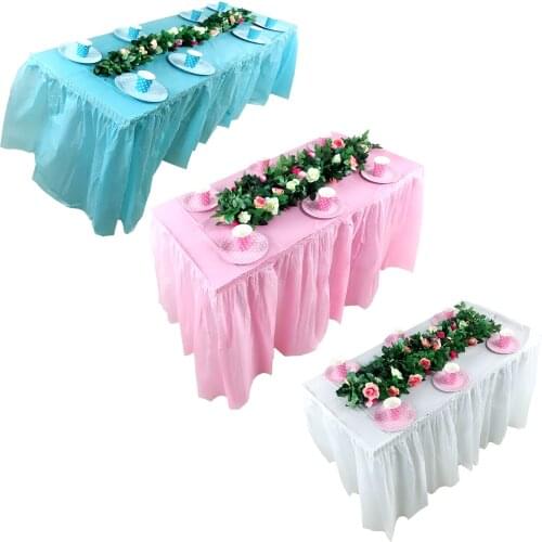 420x70cm Table Decoration Rectangular Table Skirt Cloth For Birthday Party Blue And Pink White Table Cover Wedding Decoration