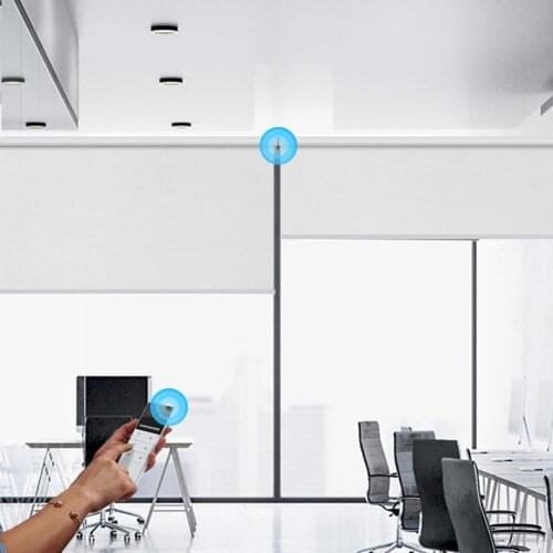 Remote Control Motorized Window Roller Blinds Hard-Wired or Rechargeable Motor Full Blackout Popular Sunshine Fabric