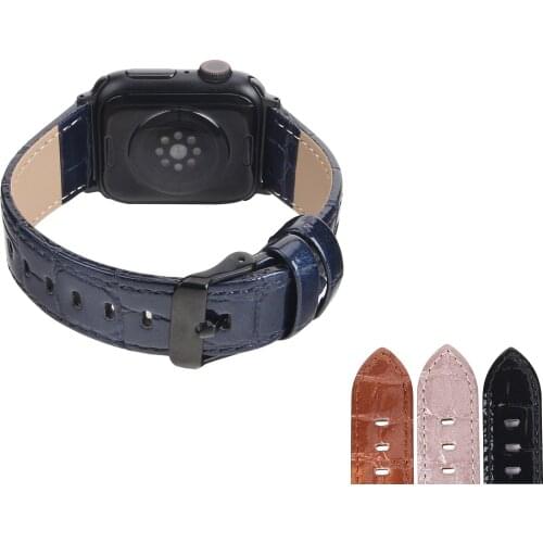 Bamboo Crocodile Pattern Leather Band for Apple Iwatch 42MM 38MM 44MM 40MM 6 SE 5 4 3 2 Stainless Steel Color Buckle Men & Women