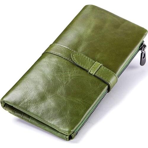 RFID Genuine Leather Women Long Purse Female Clutches Money Wallets Brand Design Handbag For Cell Phone Card Holder Wallet