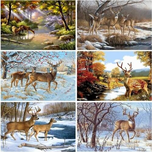 SDOYUNO Paint By Numbers For Adults Deer On Canvas Painting Coloring By Numbers Animals Acrylic Paints Set Room Decoration