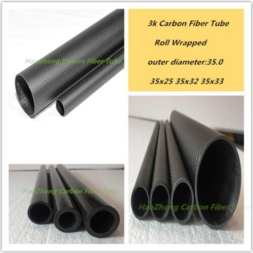 3k Carbon Fiber Tube/Shaft OD35mm ID 25mm 32mm 33mm x500mm (Roll Wrapped) Light Weight, High Strength