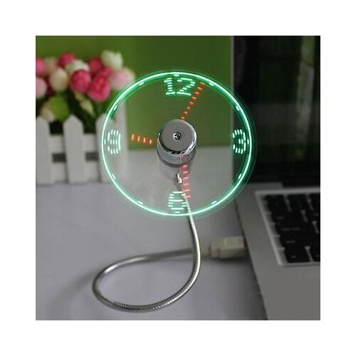 USB fan USB Mini Flexible Time LED Clock Fan with LED Light -Cool Gadget flexible usb clock fan gadgets cool Usb fan clock LED