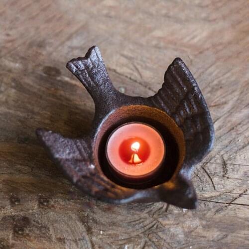 Vintage Cast Iron Candle Holder Creative Bird Shape Candle Base Retro Candlestick Home Decoration Miniature Figurines Art Gifts
