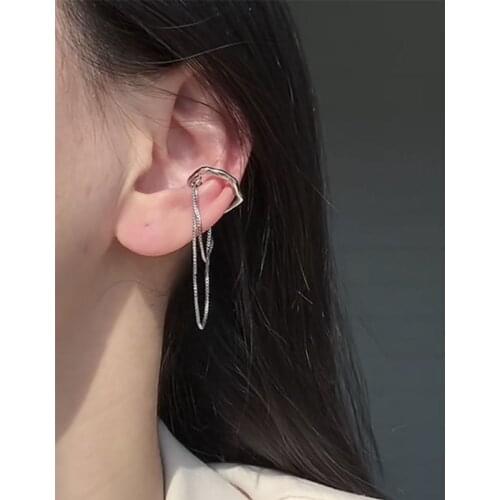 Timeless Wonder Geo Hanging Box Chained Clip Earrings Women Jewelry Top Non Pierced Goth Boho Designer Trendy Runway Unique 1317