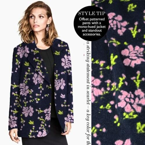 High end cashmere wool jacquard fabric winter flowers multi color wool coat garment, cloth/100cm*150cm