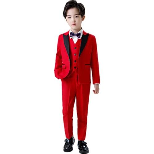 High-quality luxury Boy Suits 3-Piece Set Jacket Pants Vest Wedding Suit Formal for Children Performing Tuxedo Teenager Clothes