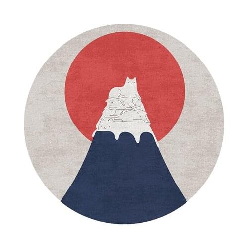 Japanese Style Lovely Cartoon Creative Scenery Cat Carpet Living Room Bedroom Home Anti-Skid Floor Mat