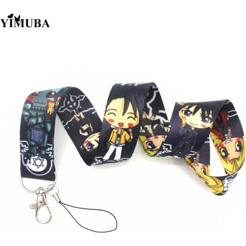 YIMUBA Fullmetal Alchemist Lanyards Key Ring Badge Holders Phone Neck Straps Webbing Ribbon Key Chain Cosplay Anime Accessories