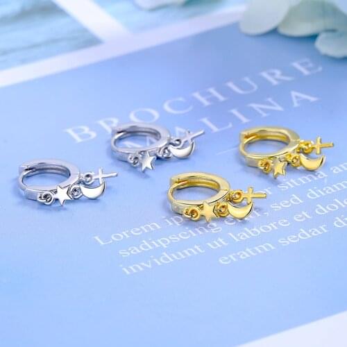 Womens Fashion Meticulous Small Hoop Earrings Tiny Star Moon Key Simple Huggies Bohemia Charming Earring Piercing Jewelry Gifts