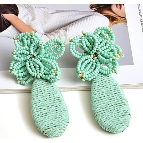 Summer Handmade Resin Beads Earrings For Women Big Drop Earrings Boho Jewelry Beaded Dangle Earrings Ear Accessories