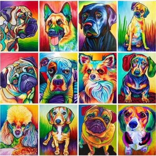 Animals Diamond Painting Labrador Dog Bulldog Mosaic Art Sticker Embroidery Rhinetones Picture Puzzle Toys Kids Gift Small Size