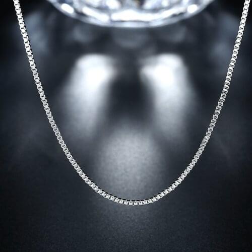 10pcs/LOT 925 Sterling Silver fashion 1MM Box chain for women Men necklace 16-24inch Charms wedding party jewelry Christmas gift