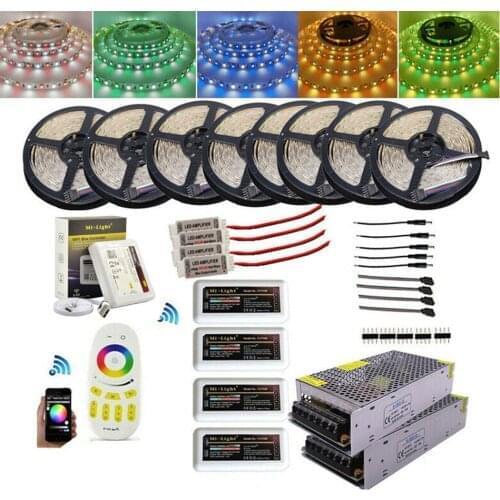 20M 25M 30M 40M 5050 RGB RGBW 60LED/M Led Strip + 4-Zone Mi Light RGB RGBW Remote Controller+12V LED Power kit
