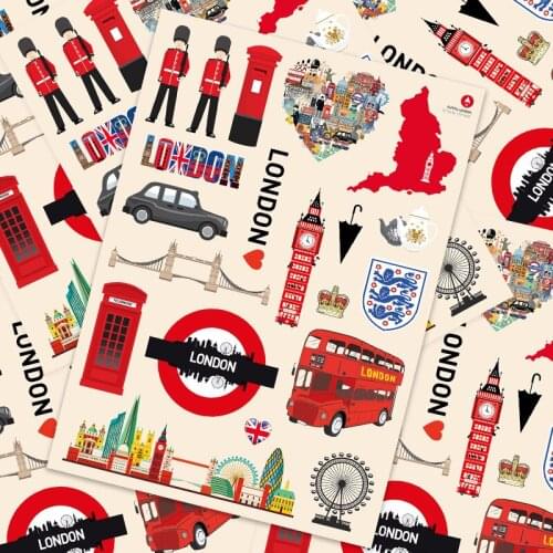 20 Pcs England landmark sticker trolley case suitcase sticker suitcase guitar sticker