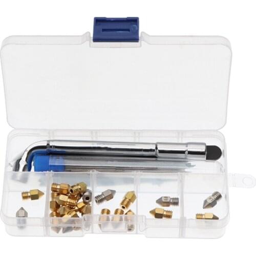 31PCS Boxed Brass Nozzle, Surface Lettering 3D Printer Nozzle, Outer Diameter 6mm 1.75 Consumable