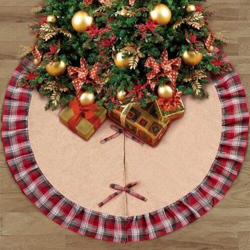 OurWarm 48 inch Buffalo Plaid Christmas Tree Skirt New Year Christmas Decorations for Home Christmas Tree Decorations Navidad