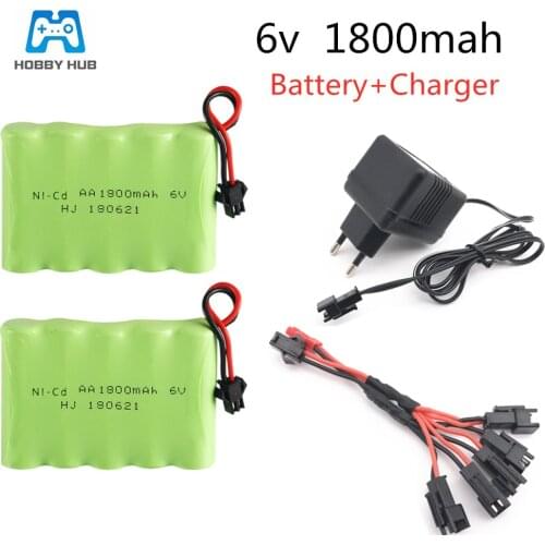 NI-CD 6v 1800mAh AA Battery with Charger Rechargeable battery for RC toy Car Boat GUN TANK Truck Train Remote Control toy 6.0 v