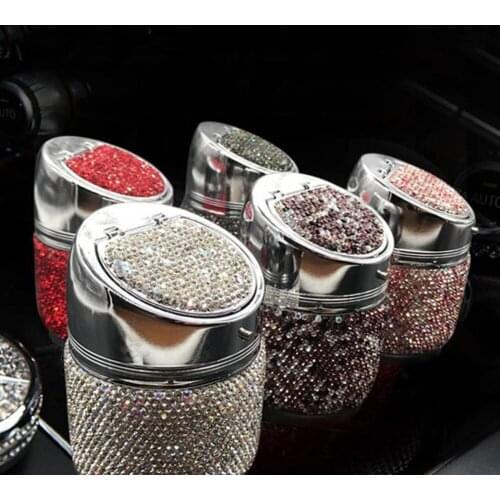 Car Car Bling Car Ashtray White Red Back Pink Diamond Metal Multi-Purpose Universal Supplies Home Use