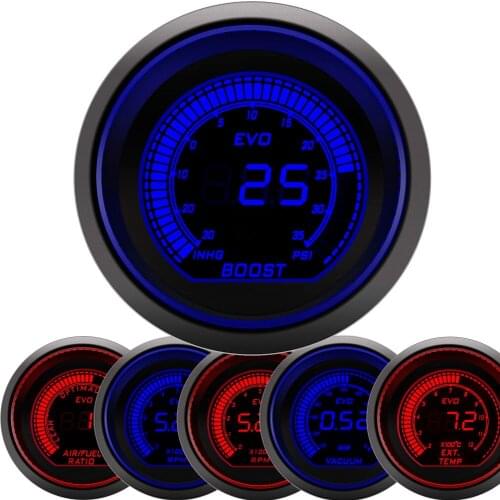 2" 52mm Car Digital Turbo Boost Gauge PSI Water Temp Oil Temp Oil Pressure Gauge Voltmeter Tachometer rpm meter tacometro