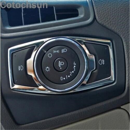 Cotochsun Stainless Steel Car styling Headlight Switch sticker Cover case for Ford EDGE Escort Kuga Mondeo Explorer Focus 3