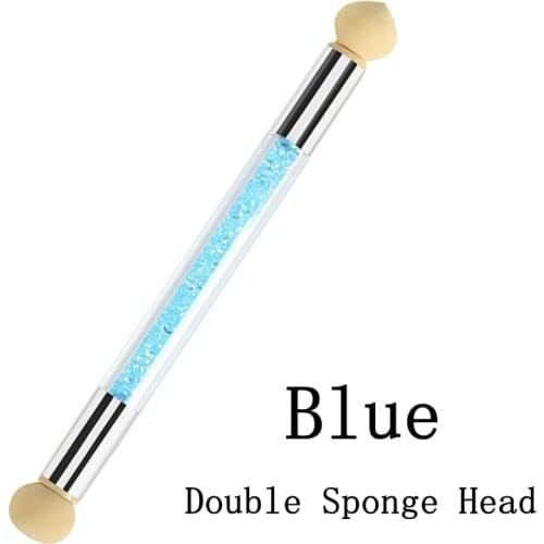 1 Pc Double-ended Gradient Shading Pen Dotting Brush Sponge Head Rhinestone Handle Nail Art Brush Nail Art Painting Tool