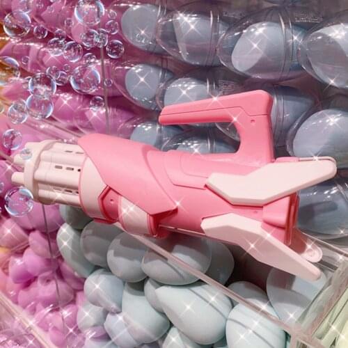 Electric Bubble Machine Blue Pink Gatling Bubbles Gun 8 Hole Bubbles Maker Automatic Bubble Blower Children Outdoor Toy