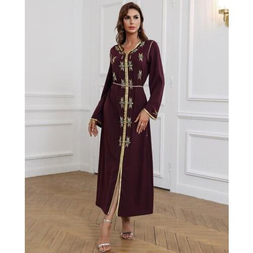 Brand Designer Embroidery Arabic Dress Women Dubai Abaya Turkey 2021 Fashion Muslim Long Dresses Femme Moroccan Woman jalaba 2XL