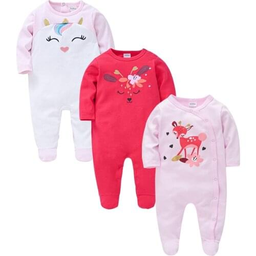KAVKAS 2 3 pcs/set Baby Girl Boy Rompers 100% Cotton Autumn Winter Newborn Clothes roupa de bebe Infant Long Sleeve Clothing