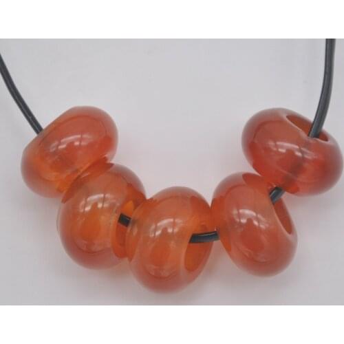 14MM Red Carnelian Big Hole Loose Beads Charms Fit Charms Jewelry For Woman Gift Bracelet Findings (5 pcs/lot) H174