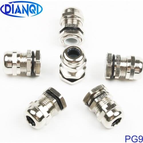 Brass Metal cable glands IP68 PG9 Wire Glands for 4-8MM Waterproof Connector Cable Gland Straight through
