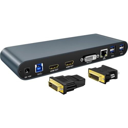 USB3.0 TO HDMI/DVI Multi-Display Hub with RJ45 Universal Docking Station For PC Laptop Computer Windows/Vista/macOS