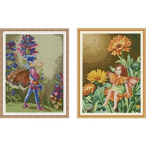 Flower Butterfly Fairy Pattern Count Cross Stitch Kit 14CT11CT Embroidery Kit Sewing Kit Home Decoration Painting DIY Craft Gift