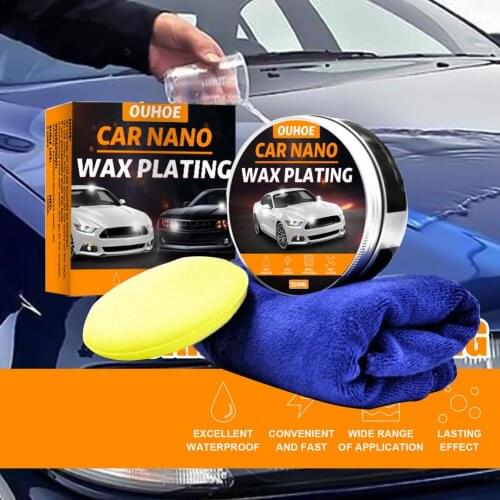 Car Wax Crystal Plating Set Hard Glossy Carnauba Wax Paint Care Coating Tiny Scratch Repair Maintenance With Sponge And Towel