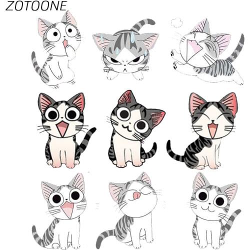 ZOTOONE Diy Patch Cute Animal Cat Iron on Patches for Clothing Heart Transfer Clothes Patch Children Clothes T-Shirt Applique E