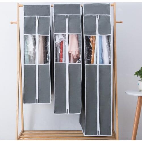 Hanging Clothes Dustproof Bag Clothes Dust Covers Household Clothing Dust Bag Hanging Garments Storage Bag for Home Use Gray
