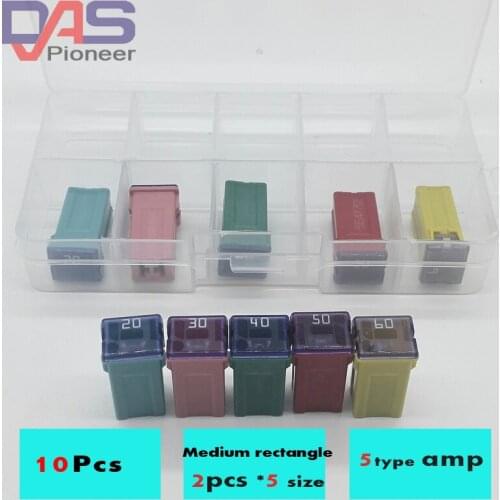 Rectangle medium 5 type 10pcs JT 20A 30A 40A 50A 60A. fuse for auto car