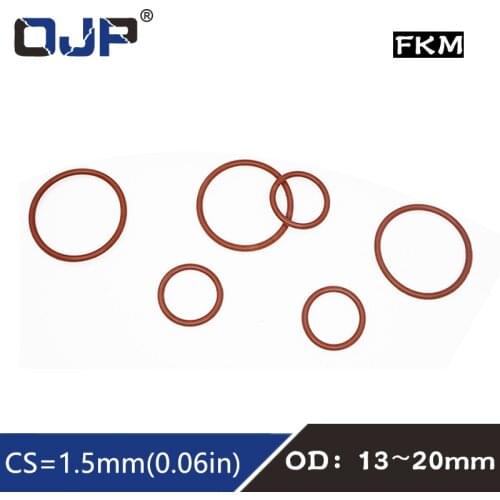 5PCS/lot Rubber Ring Brown FKM O ring Seal CS:1.5mm OD13/14/15/16/17/18/19/20mm Rubber O-Ring Seal Oil Gasket Washer