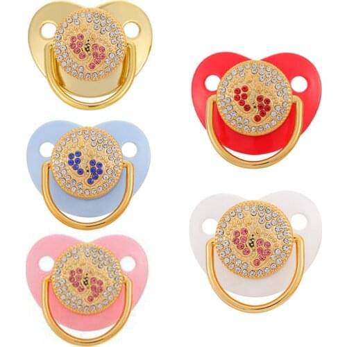 Luxury Infant Dummy Pink Rhinestone BPA Free Bling Pacifier For Babies Princess Bling BPA Free Silicone Infant Nipple Newborn
